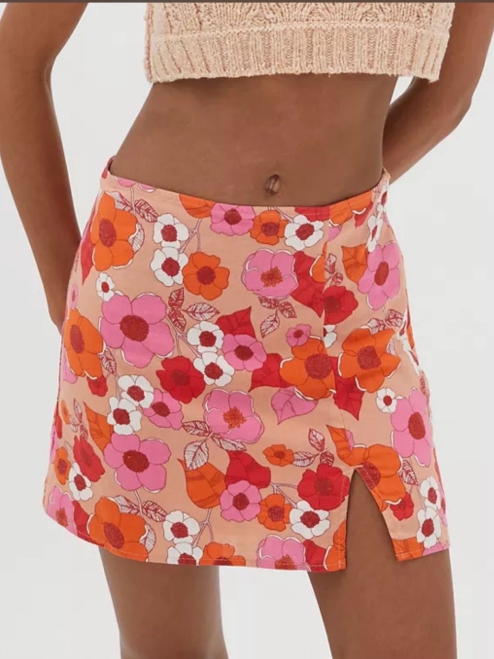 Urban Outfitters Pink Floral Mini Skirt